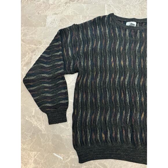 VINTAGE LOUIS ROTH COOGI STYLE WEAVE SWEATER BROWN MULTO MENS Large EXCELLENT - Picture 2 of 10